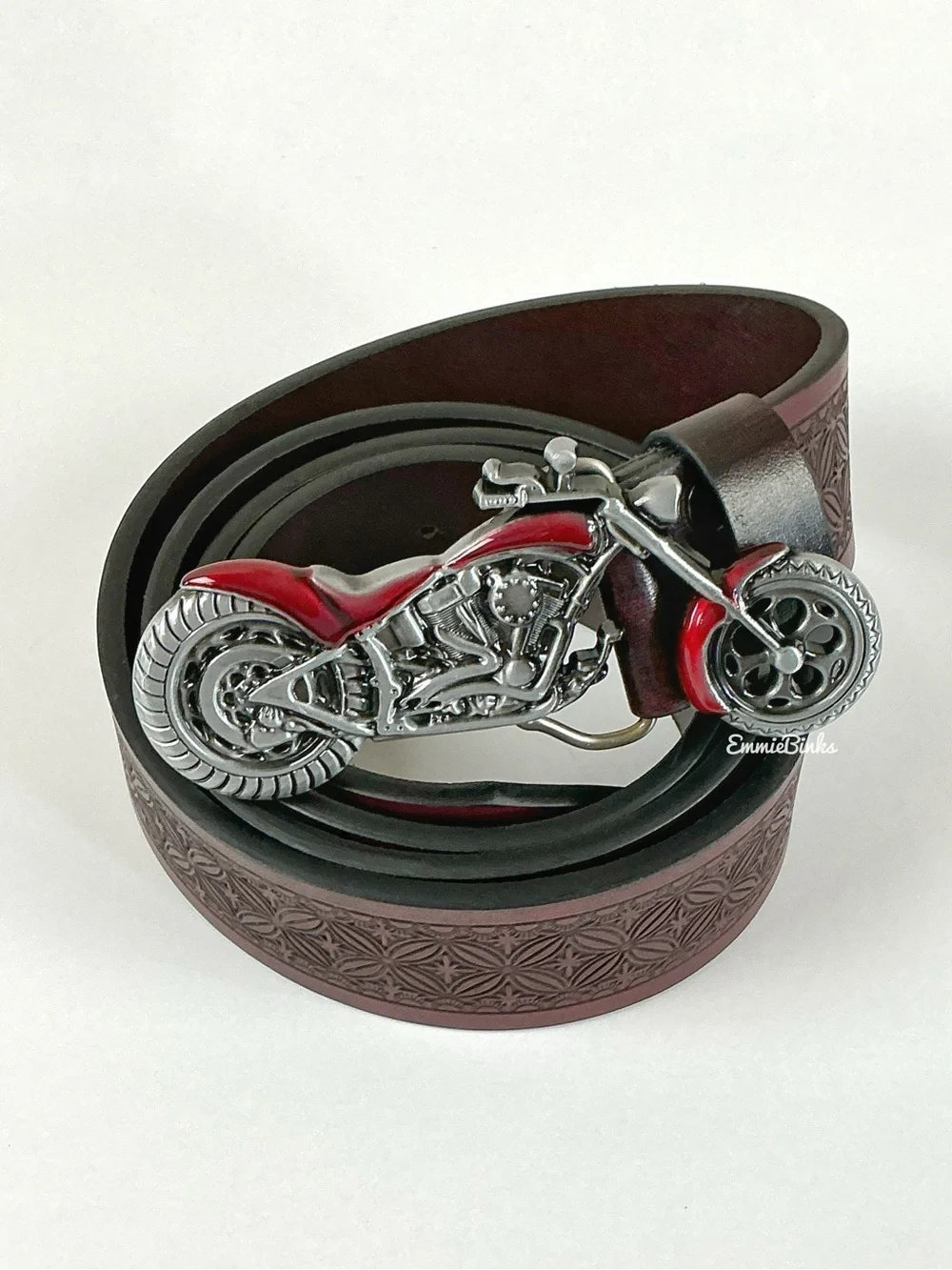 New Indie Moto Motorcycle Tooled Leather Belt